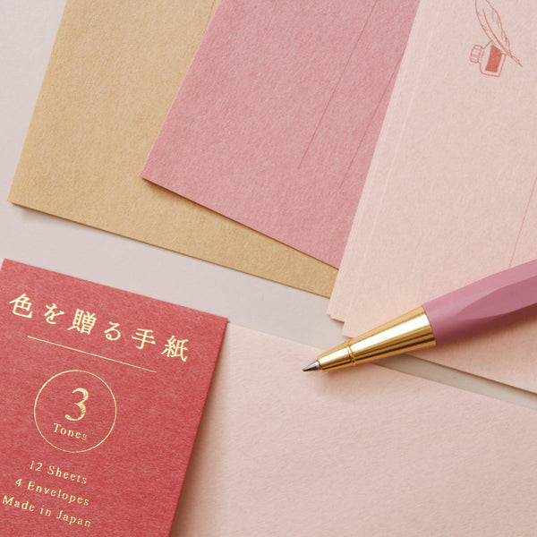 Sada dopisních papírů a obálek Midori / Růžová