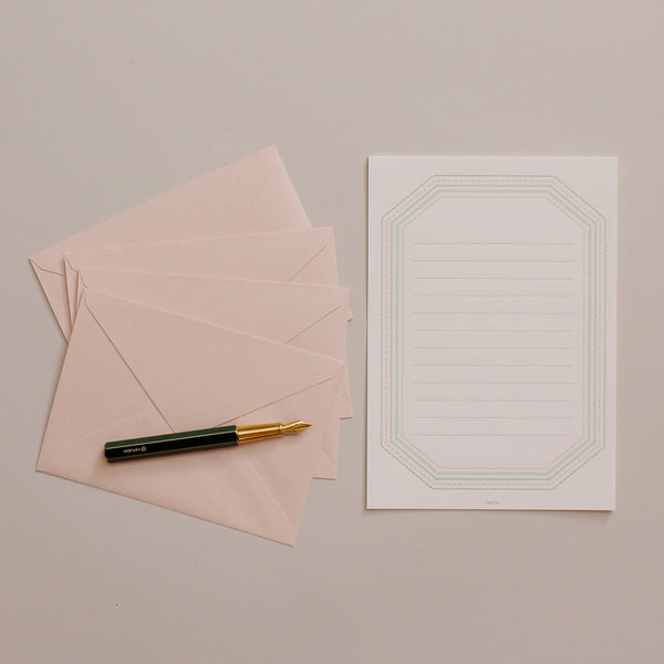 Sada dopisních papírů a obálek Midori / Frame pink