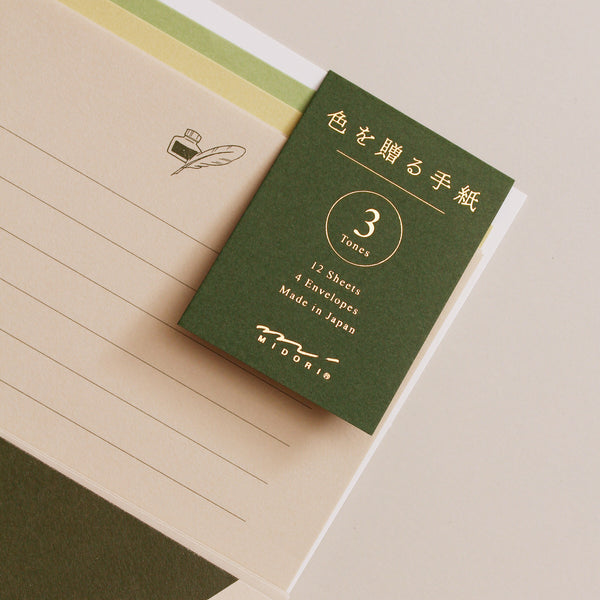 Sada dopisních papírů a obálek Midori / Zelená